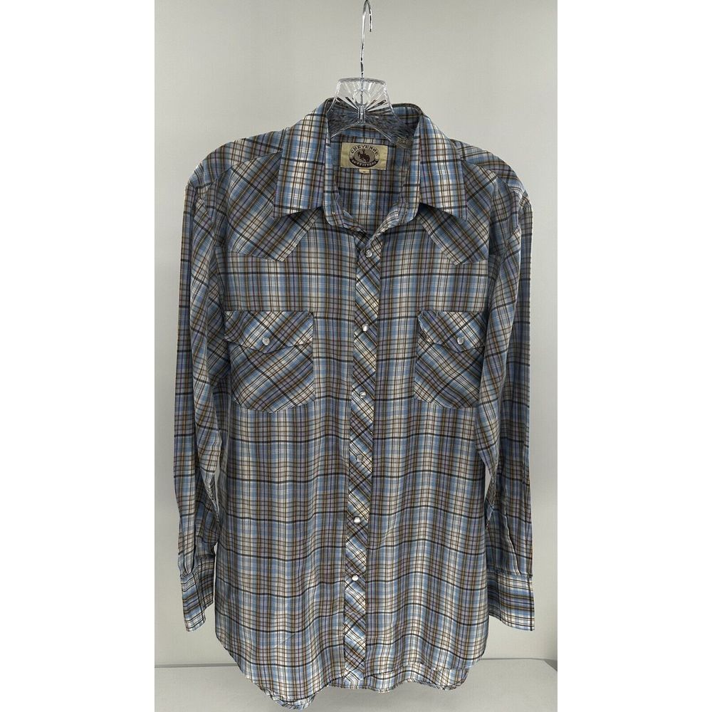 Cheyenne Outfitters Pearl Snap Shirt Men Medium‎ Plaid Riding Western Vintage